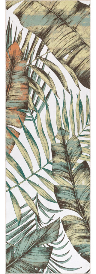 Nuloom Elen Machine Washable Natural Leaves Area Rug, Sage Green 2'6"x6'