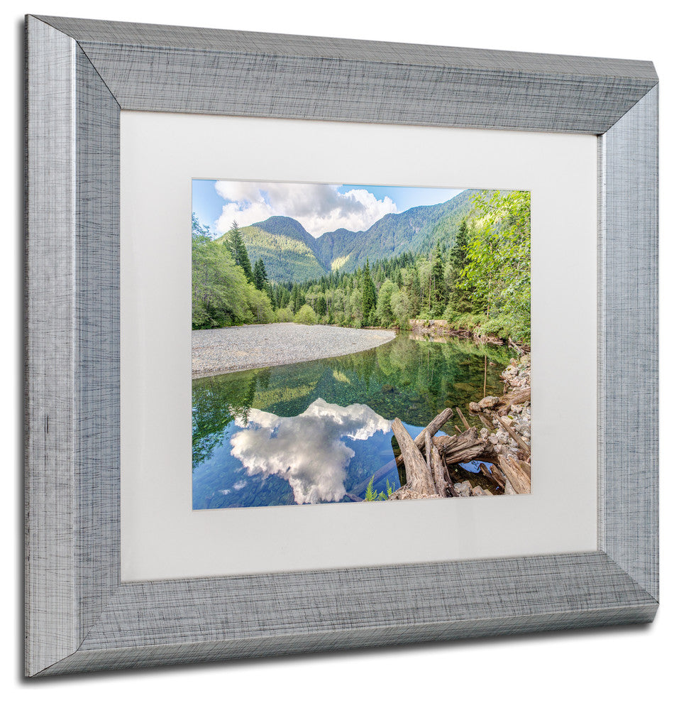 Pierre Leclerc 'Golden Ears Serenity' Matted Art, Silver Frame, White, 14x11
