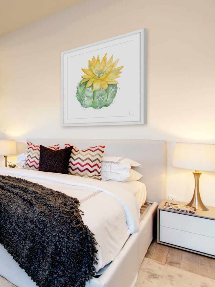 "Cacti Jaune" Framed Painting Print, 24"x24"