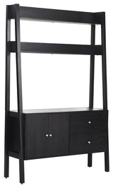 Scandia Leaning Console Upper Shelves Black Ash Veneer Finish