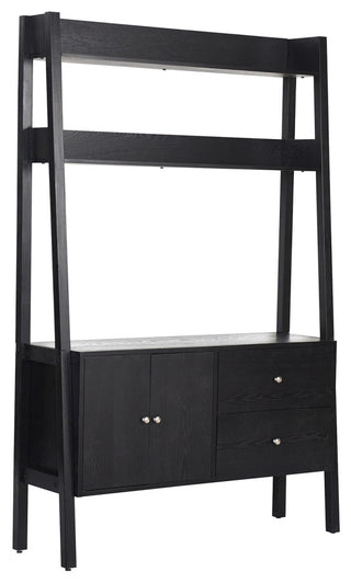 Scandia Leaning Console Upper Shelves Black Ash Veneer Finish
