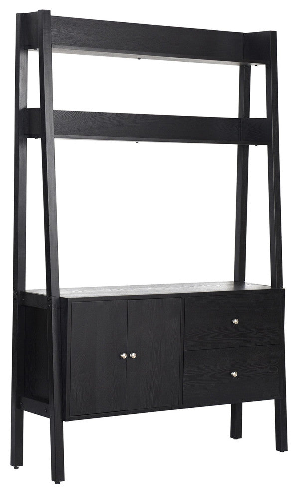 Scandia Leaning Console Upper Shelves Black Ash Veneer Finish