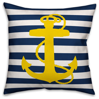 Yellow Anchor Outdoor Throw Pillow, 18x18