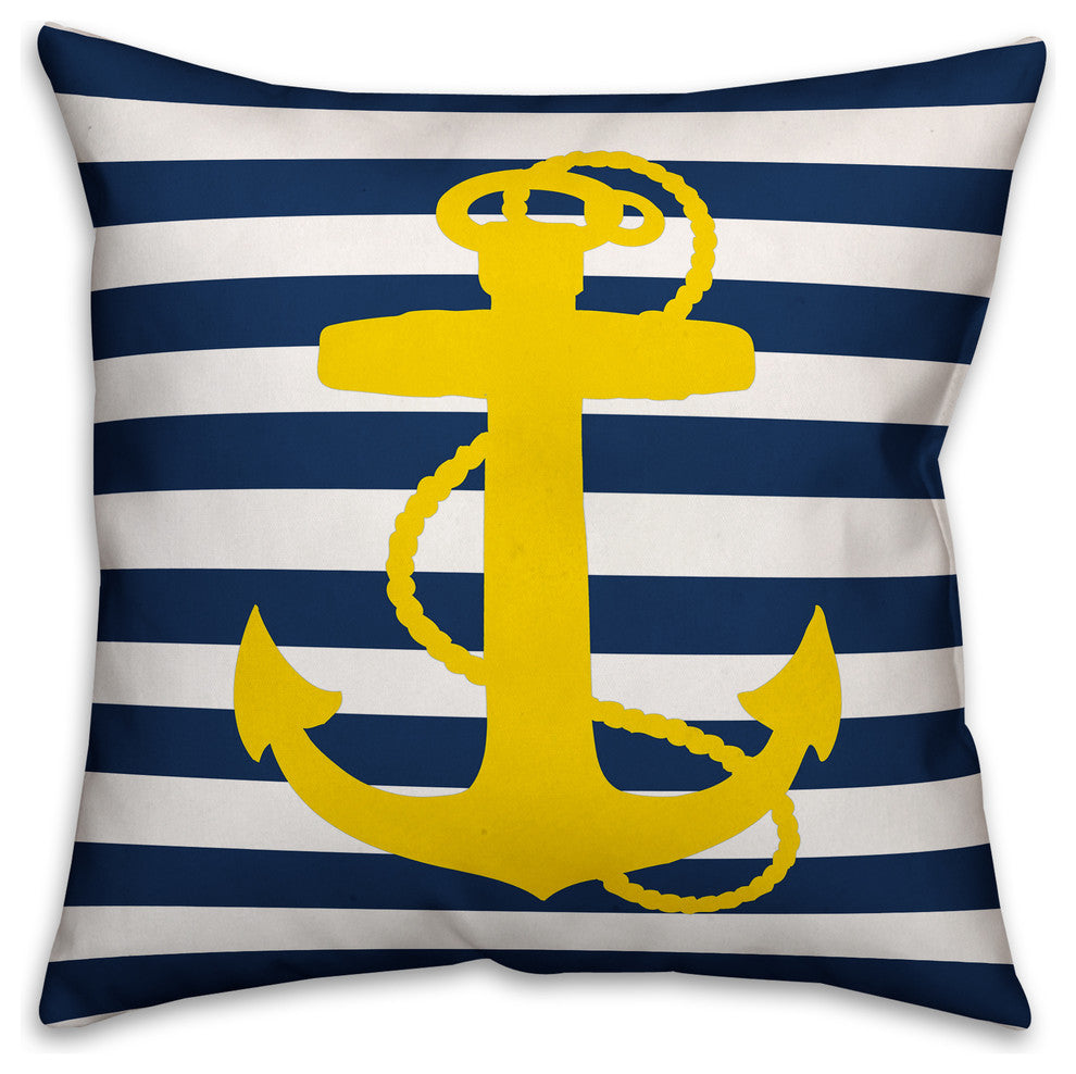 Yellow Anchor Outdoor Throw Pillow, 18x18