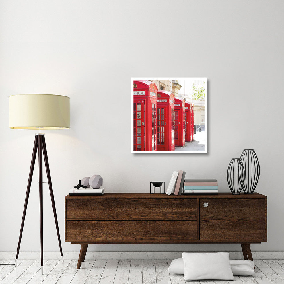 "Covent Garden Phone Boxes" Digital Paper Print by Keri Bevan, 32"x32"