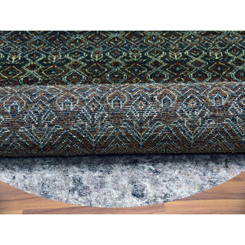 Brown 100% Plush Wool Hand Knotted Kohinoor Herat Design Round Rug 8'x8'