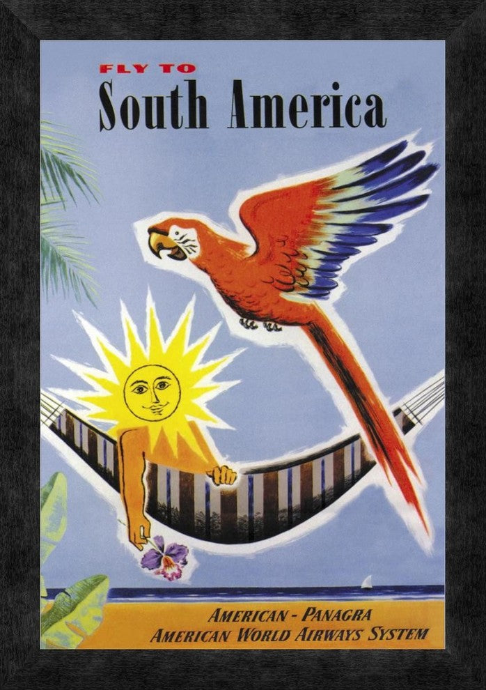 "Fly to South America" Framed Canvas Giclee by Jean Dubois, 14"x20"
