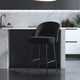 Upholstered Counter Velvet Bar Stool , Black