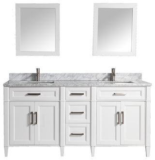Vanity Set With Carrara Marble Top, 72", White