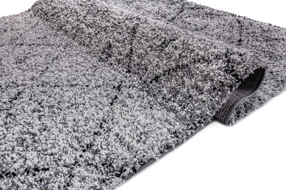 Well Woven Madison Shag Morrocan Gray Modern Soft 6''7''''x9''10'''' Area Rug