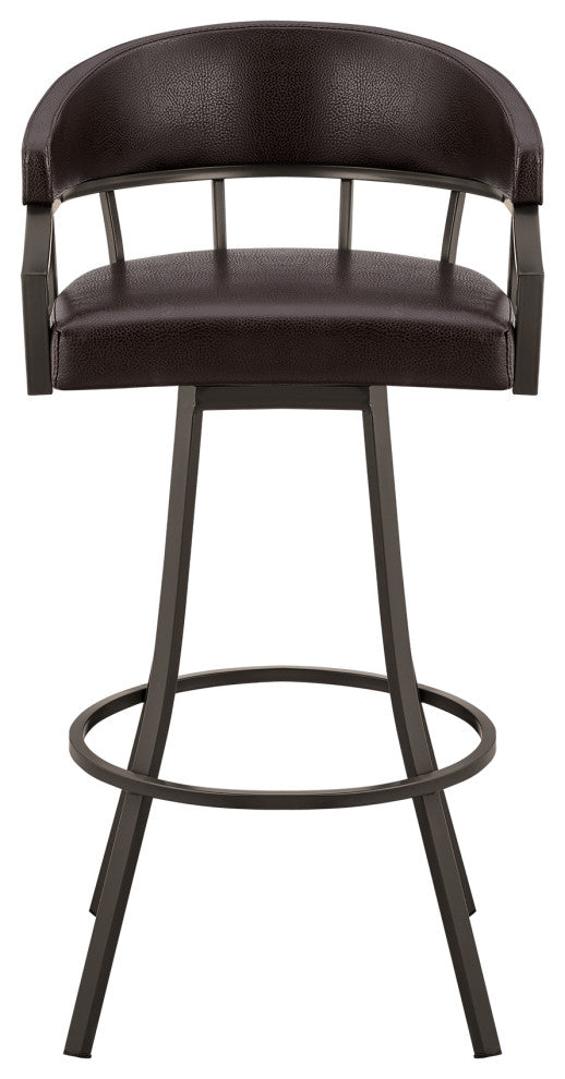 Palmdale Swivel Faux Leather Stool, Java Brown/Brown, 30" Counter Height