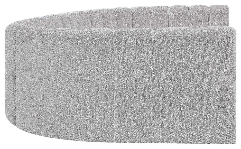 Arc Boucle Fabric Upholstered 8-Pc. U-Shaped Modular Sectional, Grey
