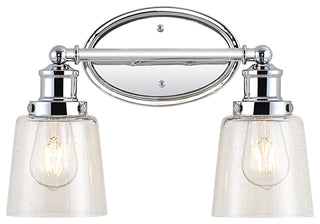 Beverly 15" 2-Light Iron/Seeded Glass Classic Cottage LED Vanity Light, Chrome