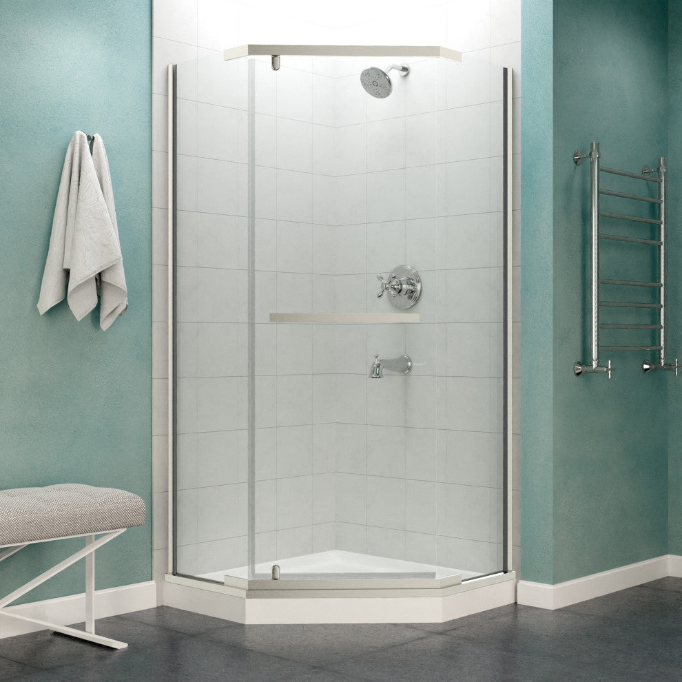 ANZZI Castle 49"x72" Hinged Semi-Frameless Shower Door, Brushed Nickel
