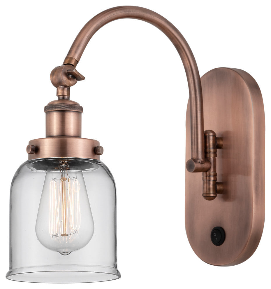Bell Sconce, Antique Copper, Clear, Clear
