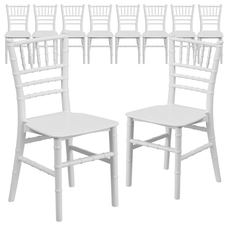 Set of 10 Kids Chair, Polycarbonate Construction With Slatted Back, Transparent, White
