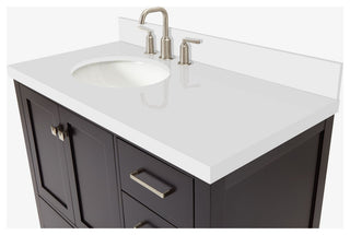 Cambridge Espresso 43" Left Offset Oval Sink Vanity With Quartz Countertop