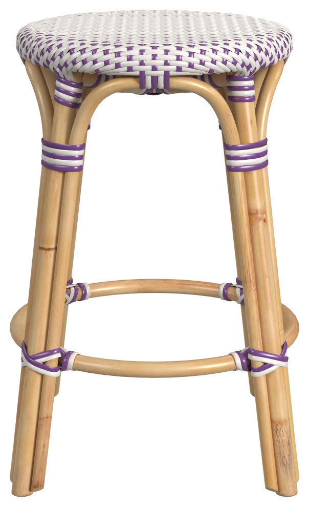 Tobias Rattan Counter Stool, Purple