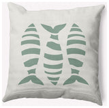 20x20" Puzzle Fish Nautical Decorative Indoor Pillow, Sage