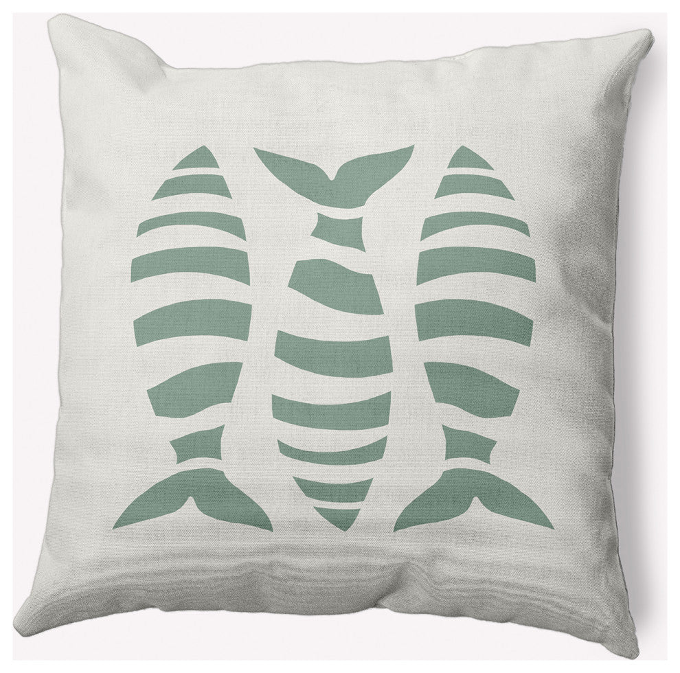 20x20" Puzzle Fish Nautical Decorative Indoor Pillow, Sage