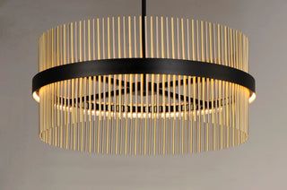 ET2 E34207 Chimes 34"W LED Drum Chandelier - Black / Satin Nickel / Satin Brass