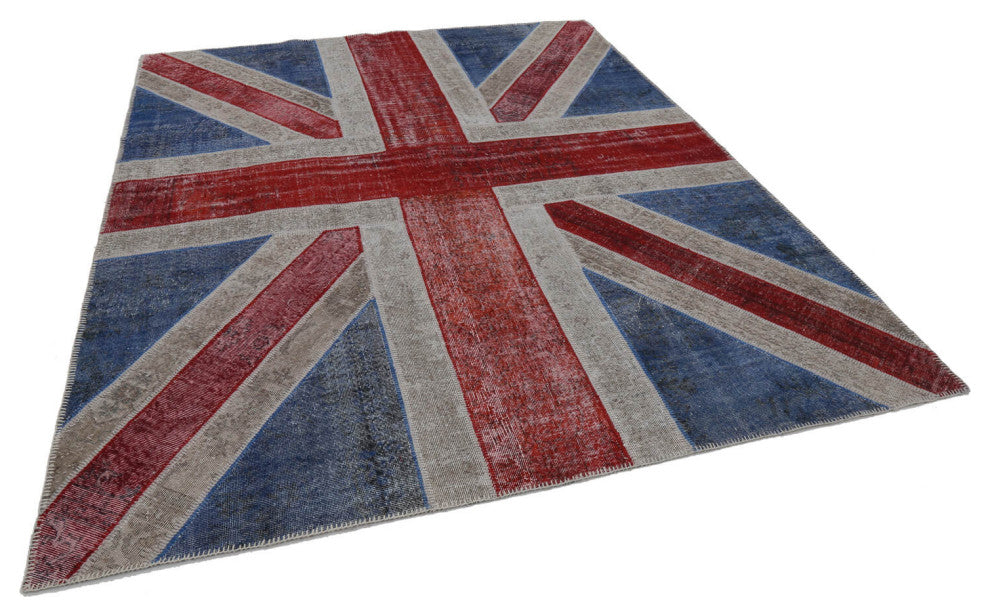 Rug N Carpet - Hand-knotted Anatolian 8' 2'' x 10' 2'' Flag Patchwork Rug