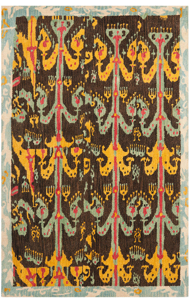 Safavieh Ikat Ikt221A Charcoal, Blue Area Rug