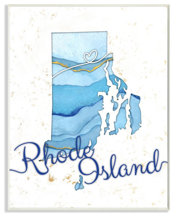 Stupell Industries Rhode Island Agate Blue US State Design, 10 x 15