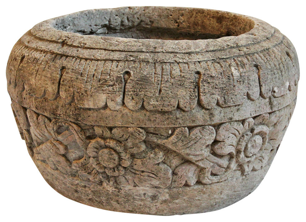 Stone Carved Garden Pot