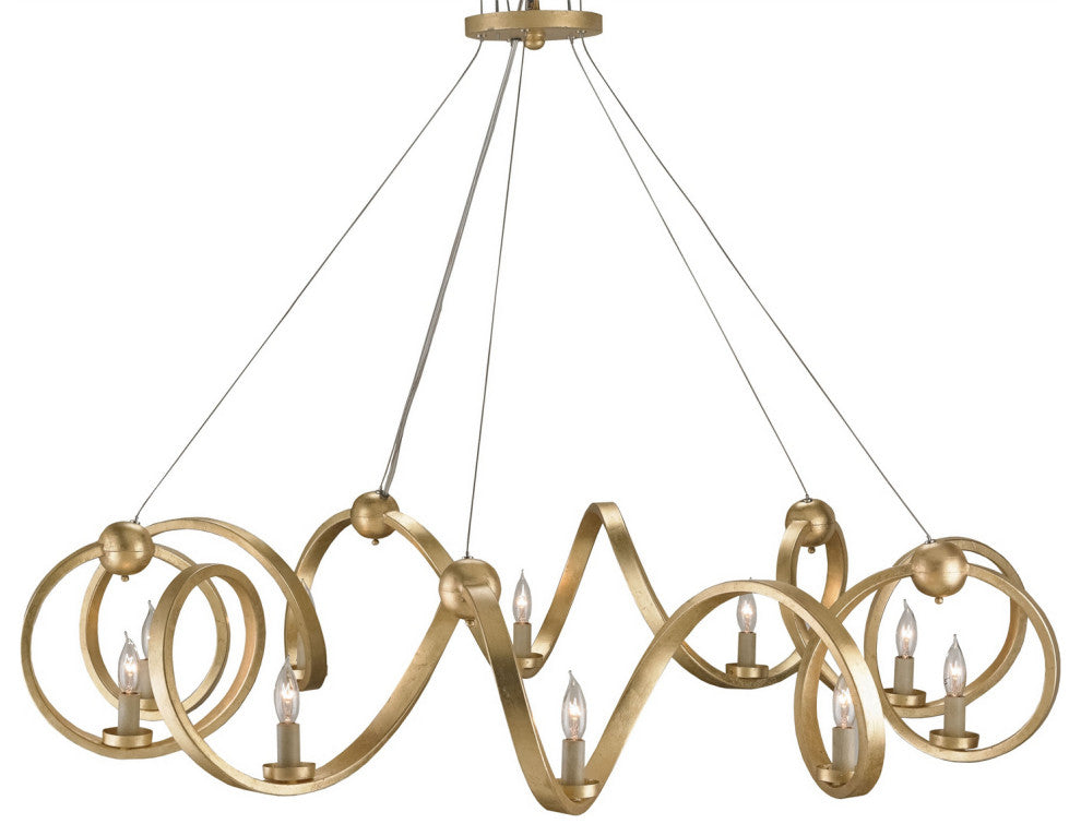 Ringmaster 10 Light Chandelier, Dutch Gold Leaf