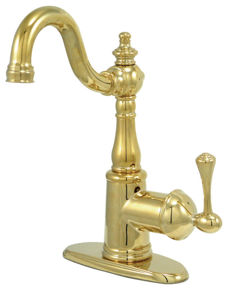 Fauceture Single-Handle Bathroom Faucet With Push Pop-Up, Polished Brass