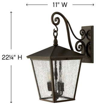 Trellis Large Outdoor Wall Sconce, Regency Bronze With Clear Seedy Glass