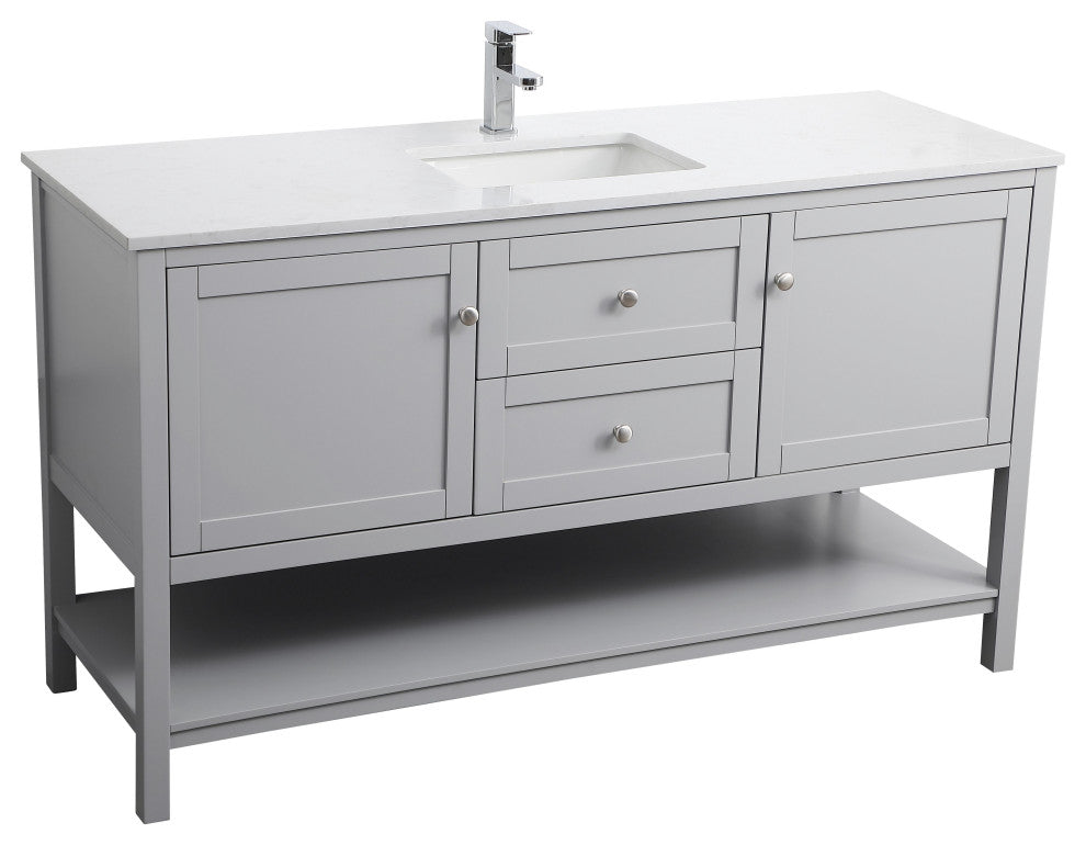 60" Single Bathroom Vanity, Grey