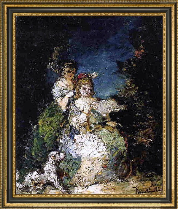 Adolphe-Joseph-Thomas Monticelli Young Girls Dog Park