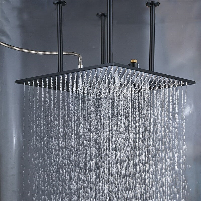Fontana 24" LED Digital Rainfall Shower System With 3 Jetted Body, Matte Black