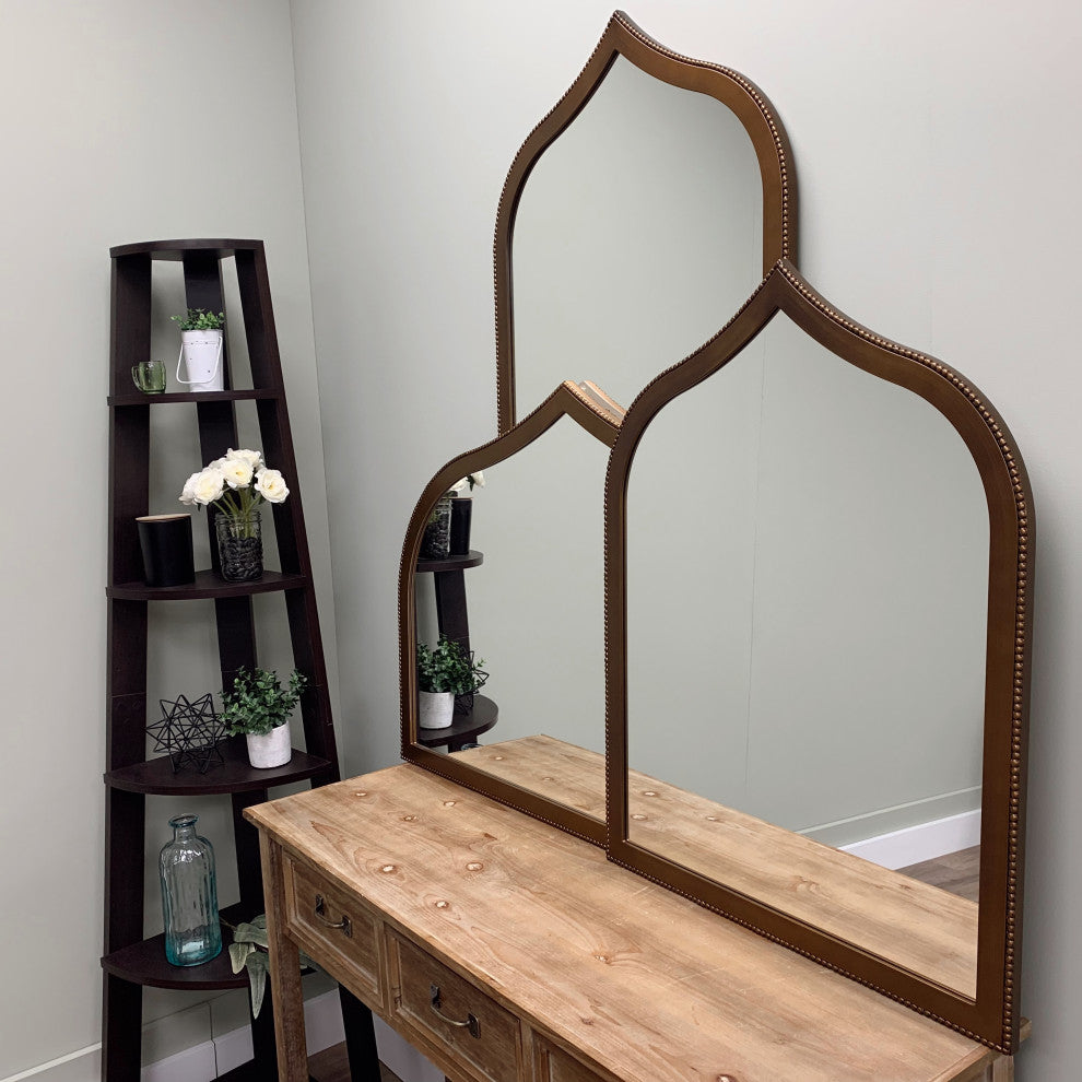 Vienne Framed Mantel Mirror, Teardrop Cathedral, 38.4"x27.4", Autumn Bronze