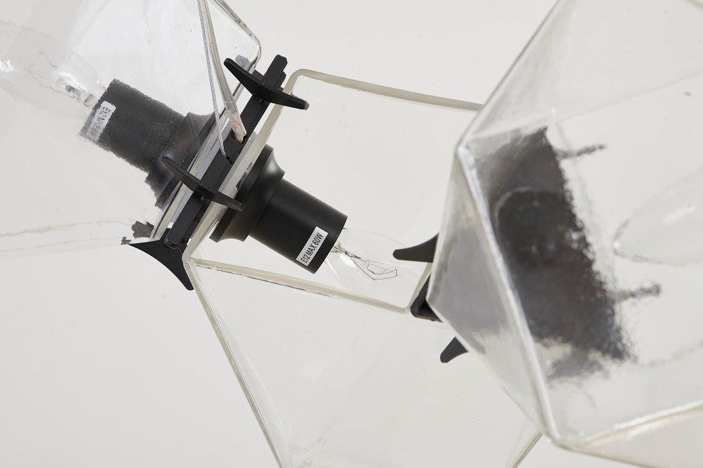 8-Light Black Stainless Steel Chandelier With A Clear Glass Cubed