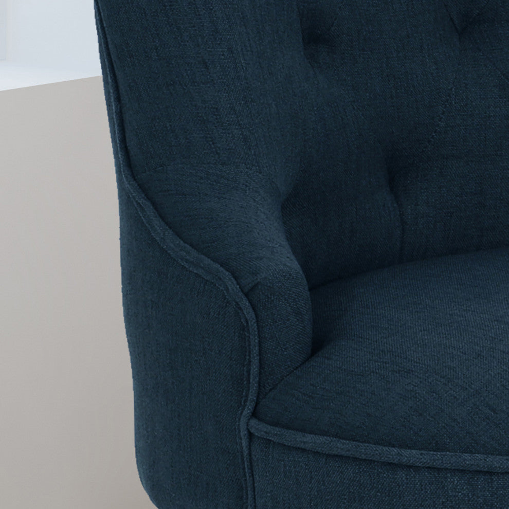 GDF Studio Tyesha Contemporary Fabric Swivel Office Chair, Navy Blue/Chrome