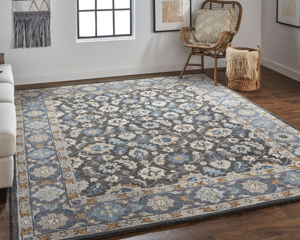 Weave & Wander Mattias Persian Rug, Dark Gray/Blue/Red, Rug, 9' X 12'