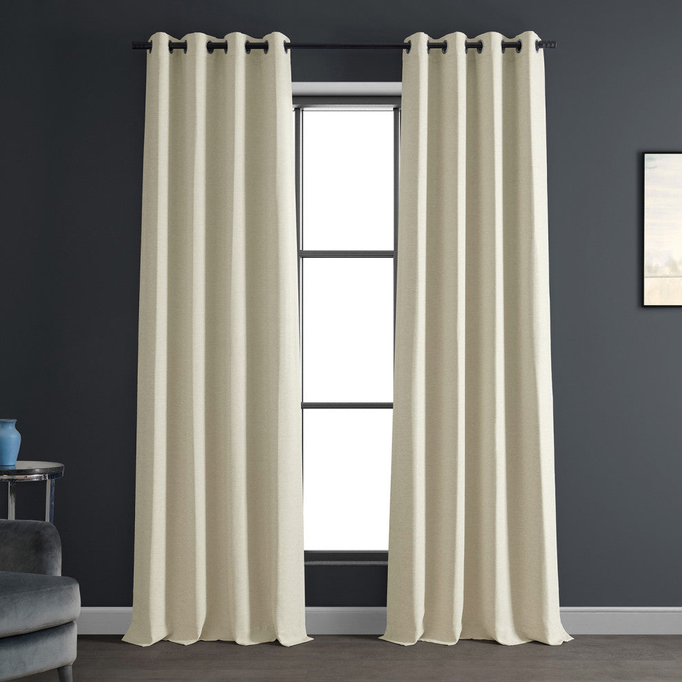 Oat Cream Bellino Grommet Blackout Room Darkening Curtain Single Panel, 50"x108"