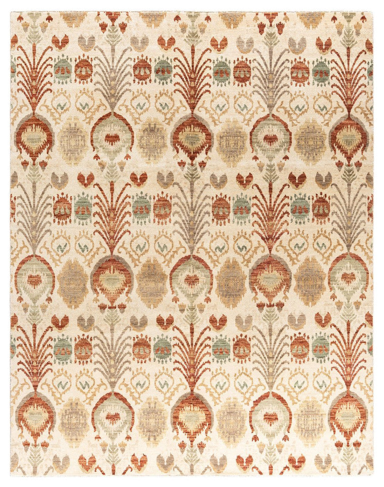 Ikat One-of-a-Kind Hand-Knotted Area Rug Beige, 7' 10" x 10' 1"