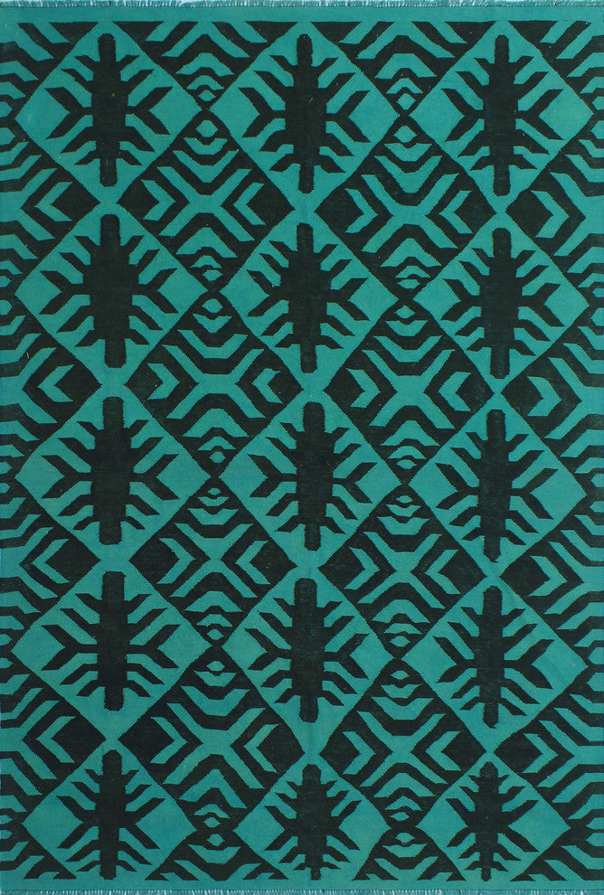 Elan Overdyed Kilim Hailey Teal Blue Rug, 6'5x9'9