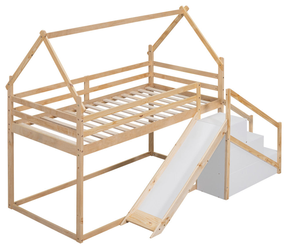 Gewnee Twin over Twin House Loft or Bunk Bed