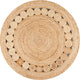 Dahlia Round Natural Jute Boho Circle Round Area Rug, Natural, 4' Round