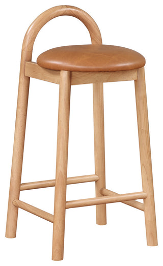 Meridian Furniture Calvin Vegan Leather Stool, Cognac, Natural Finish