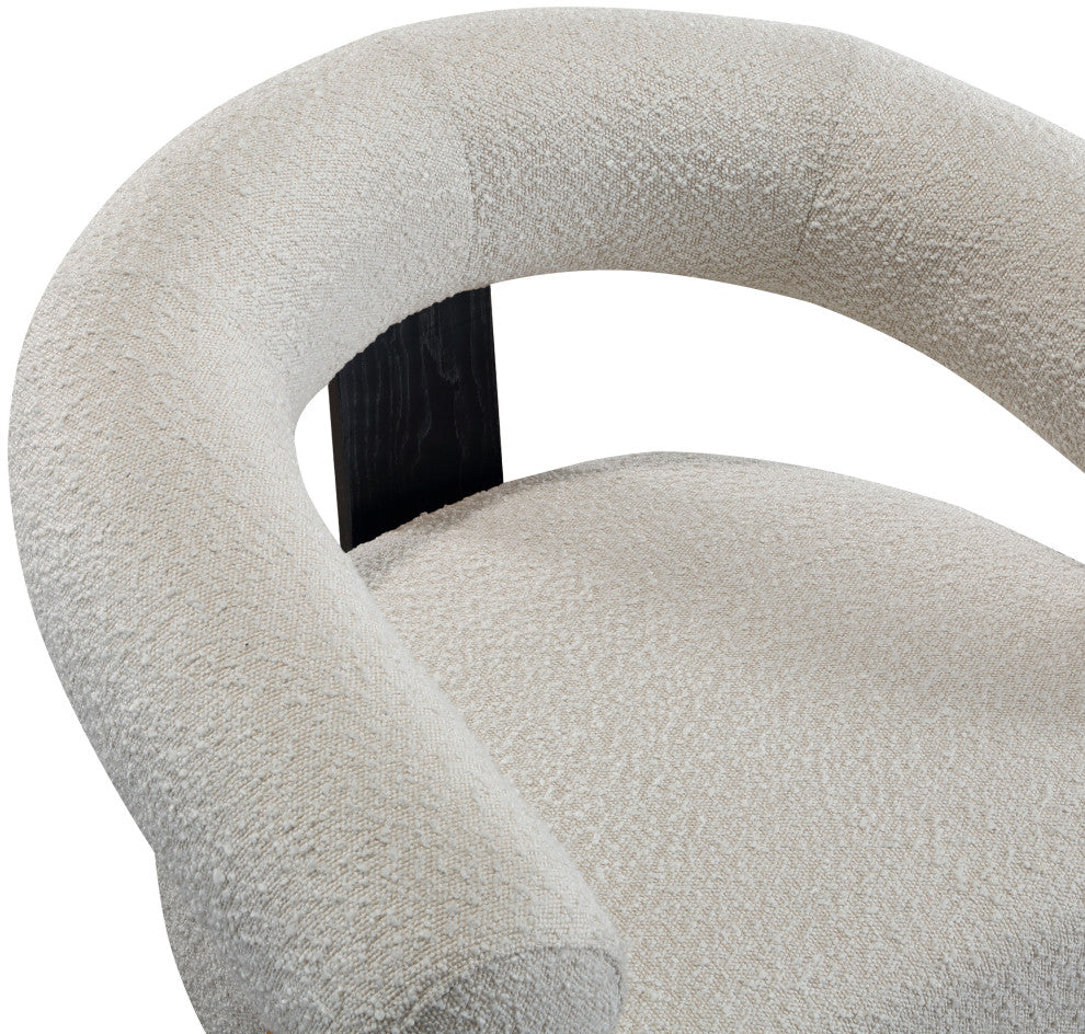 Winston Boucle Fabric Upholstered Accent Chair, Cream, Black Finish