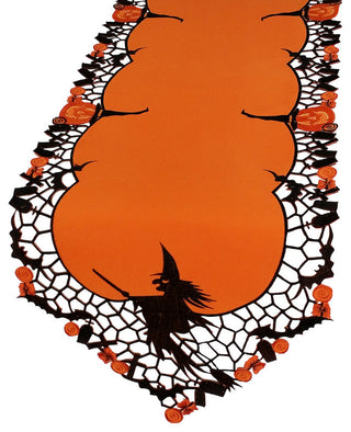 Witch Embroidered Cutwork Table Runner, 15''x70''