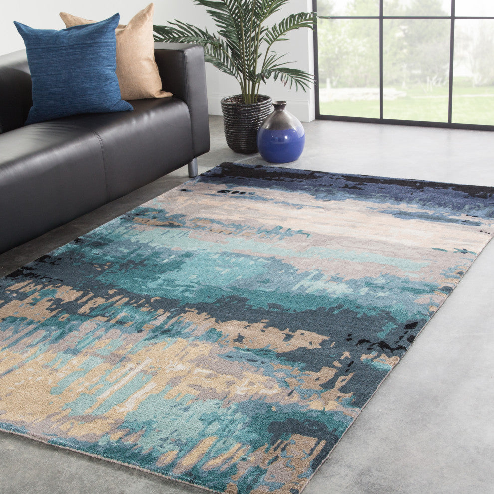 Jaipur Living Benna Handmade Abstract Blue/ Gray Area Rug 6'X9'