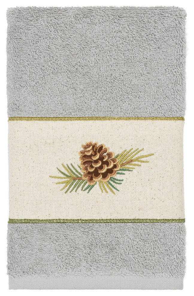 Linum Home Turkish Cotton Pierre 3-Piece Embellished Towel Set, Light Gray