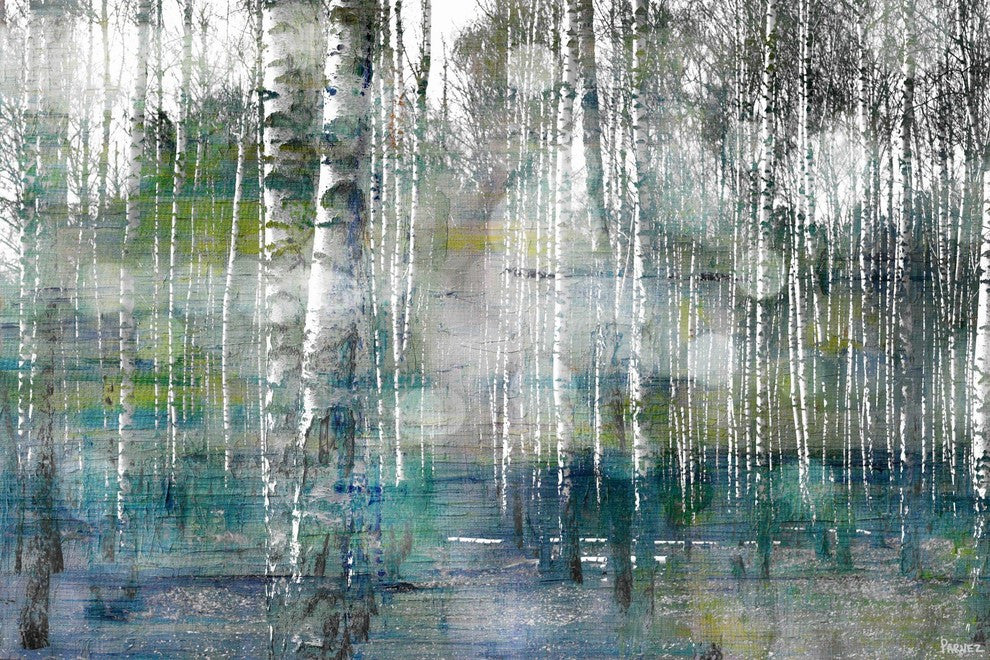 "Tree Trunk Lights" Painting Print on Wrapped Canvas, 24"x16"